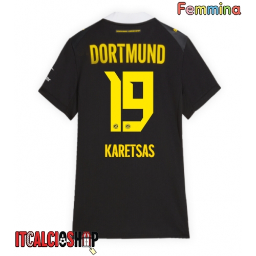 Borussia Dortmund Konstantinos Karetsas #19 Seconda Maglia Femmina 2026-27 Manica Corta